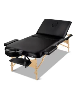 Coupon 🎁 Zenses 75cm Wooden Portable 3 Fold Massage Table & Waxing Bed In Black ✔️