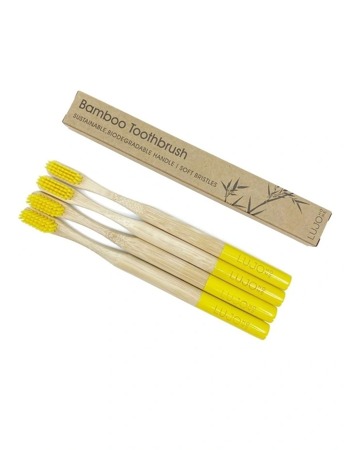 Budget π Lujo Home Bamboo Yellow Toothbrushes βοΈ 3 Budget π Lujo Home Bamboo Yellow Toothbrushes βοΈ