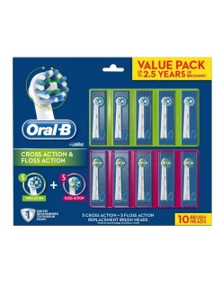 Cheapest 💯 Oral-B CrossAction & Floss Action Replacement Brush Heads Green/Pink REFILLACTION10 10 Pack 😀
